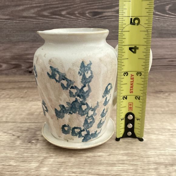 Roman Blanchard Pottery Syrup Pitcher Attached Underplate Vermont Studio Art - Picture 9 of 9